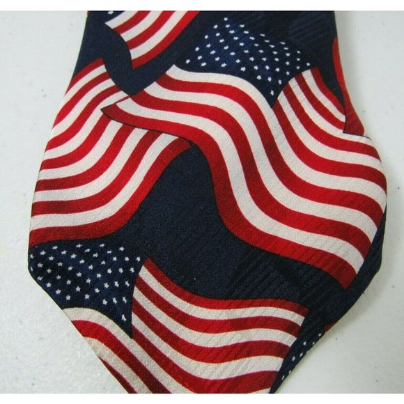 Men's Tie American Flags Silk Macy's - Picture 2 of 2